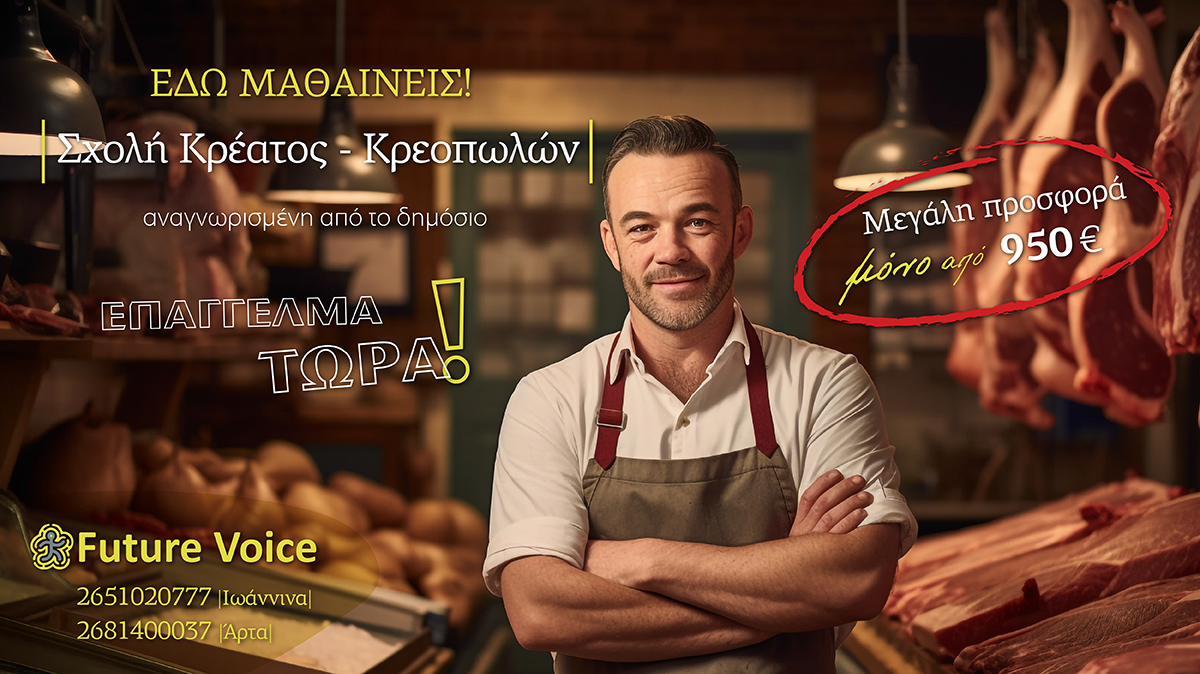 ΙΩΑΝΝΙΝΑ – ΑΡΤΑ: Έναρξη νέων τμημάτων για την αναγνωρισμλενη Σχολή Κρέατος - Κρεοπωλών. Αποκτήστε άδεια κρεοπώλη σε 3 μήνες σε προσφορά