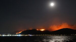 Ολονύκτια μάχη με τις φλόγες σε Παλαιά Φώκαια και Αρχαία Ολυμπία – Καίγονται κατοικίες