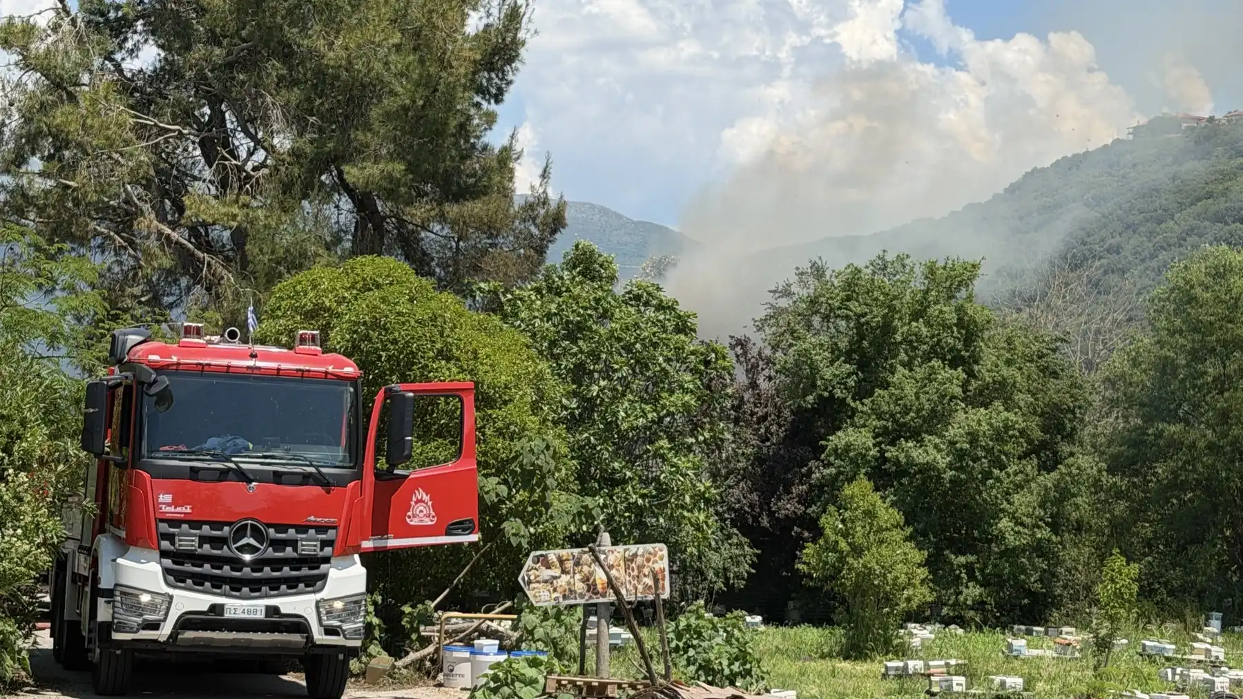 Συναγερμός στην Πυροσβεστική για φωτιά σε αποθήκη στον Κατσικά Ιωαννίνων (βίντεο)