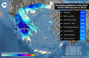 Στα 37,6 χιλιοστά η βροχή στο Ζωτικό Ιωαννίνων – Πού καταγράφηκαν τα μεγαλύτερα ύψη